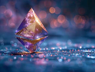 conceptual image symbolising the rise of blockchain currencies; Etherium. 