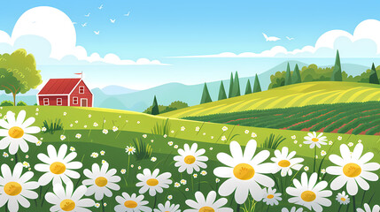 Fototapeta premium landscape with a village