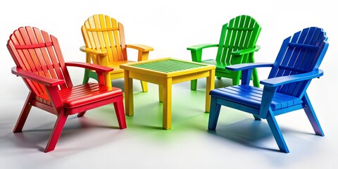 Fototapeta premium Transform your outdoor space with this chic and durable plastic patio furniture set, designed for ultimate relaxation