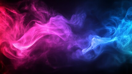 Abstract colorful smoke with red, pink and blue swirls.