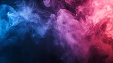 Abstract colorful smoke with red, pink and blue swirls.