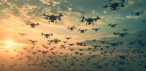 A small drone flying in the sky, surveillance, espionage. Neural network AI generated art