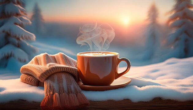 ropa de invierno con una taza de caf&eacute;