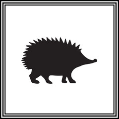 Black silhouette of a hedgehog