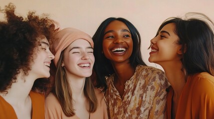 Obraz premium Joyful Friendship Among Diverse Young Women