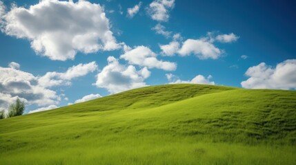 Fototapeta premium Rolling Green Hills Under a Blue Sky
