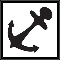 Anchor black silhouette illustration on white background