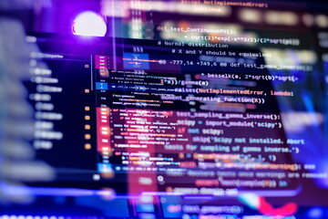 Programmer developer screen. Desktop PC monitor photo. IT business.