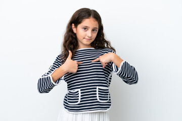 Fototapeta premium Little caucasian girl isolated on white background with surprise facial expression