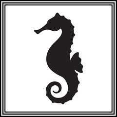 Seahorse silhouette illustration on white background