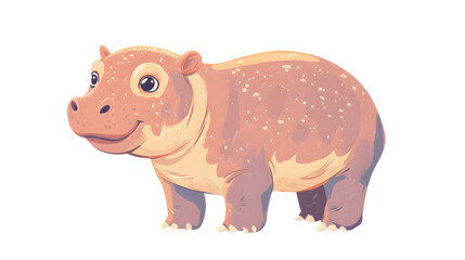 Obraz premium A cute cartoon hippo with a round body, large expressive eyes, and a friendly smile set against a black background.