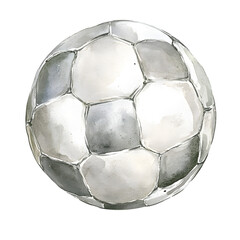 Naklejka premium A classic black and white soccer ball featuring a traditional pentagon and hexagon pattern, set against a solid black background.