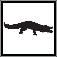 Black vector silhouette of an alligator | crocodile silhouette