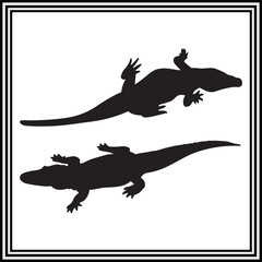 Naklejka premium Alligator silhouette set isolated on white background