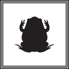 Isolated black silhouette of a frog on white background
