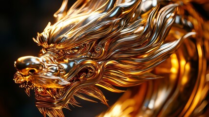 Polished Gold Sculpture of a Mythical Creature
