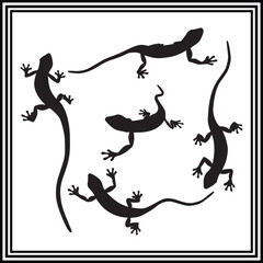 Lizard silhouette set