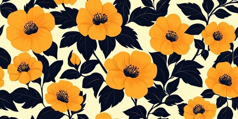 Elegant Dark Yellow Flower Pattern Background