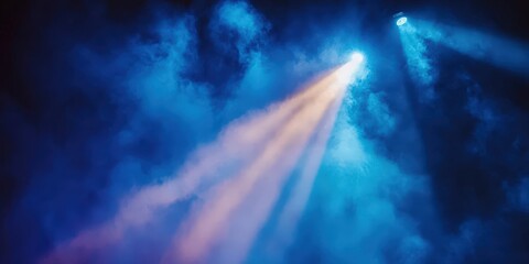 Fototapeta premium Spotlight Shining on a Dark Blue Background