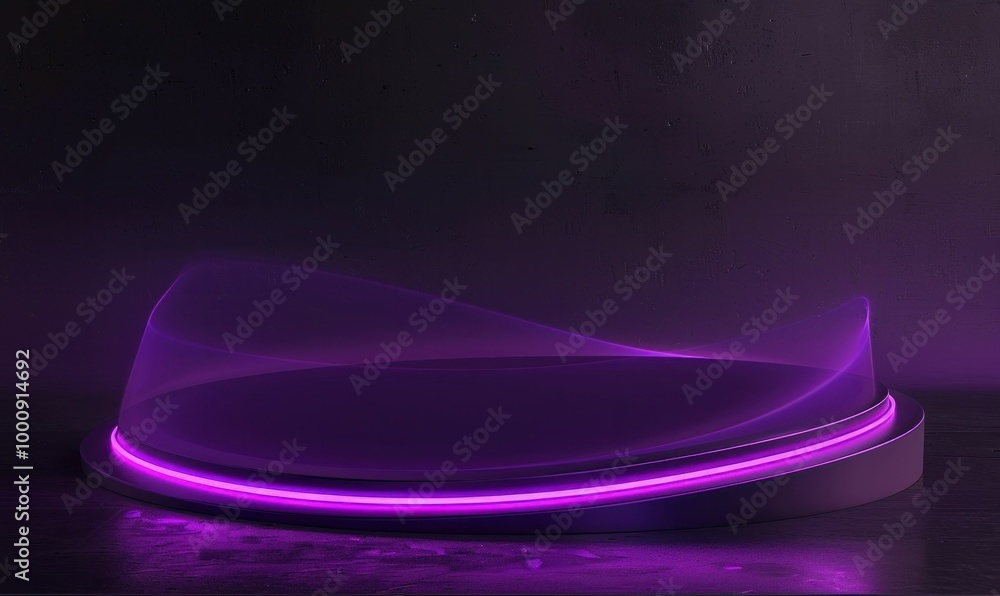 Poster abstract purple gradient with a smooth illuminated surface and soft curves against a dark background