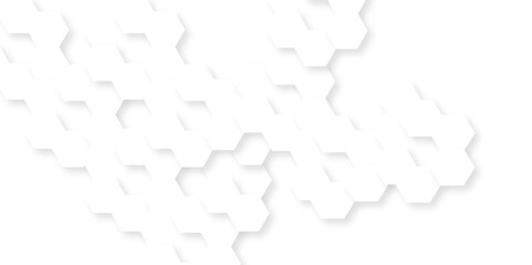 Hexagon abstract background. Surface polygon pattern with glowing hexagon paper texture and futuristic business. Futuristic abstract honeycomb technology white background.