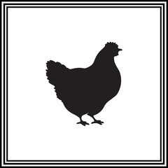 Vector illustration of black silhouette chicken