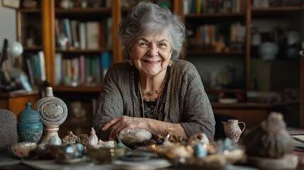 An elderly woman joyfully sharing her treasured memories