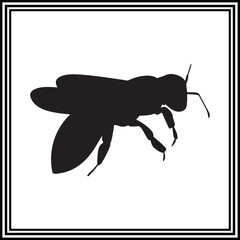 Honey Bee silhouette illustration on white background.