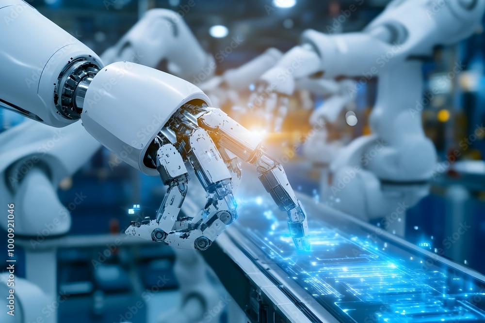 Poster visually striking image representing the automation and manufacturing concept depicting an intricate