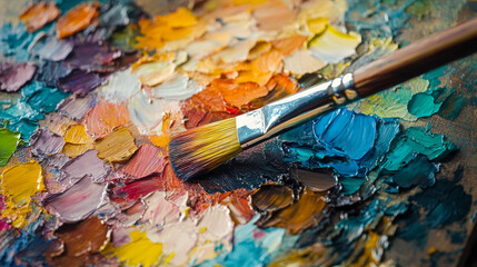 Create an image that celebrates the concept of a palette, focusing on its role in art and design. Emphasize the array of colors and their potential to inspire creativity and expression. 