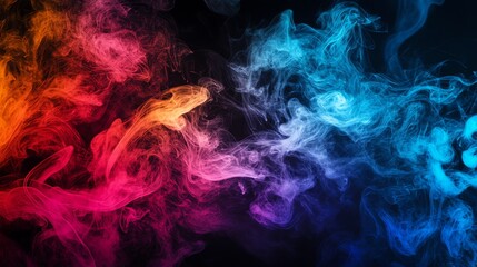 Fototapeta premium Swirling colored smoke on a black background.