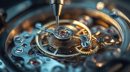 A close-up of a watchmaker adjusting the inner workings of a watch.