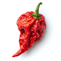 Carolina Reaper the hottest pepper top view isolated on white