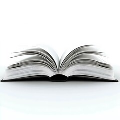 Fototapeta premium An open book with blank pages, a canvas for thoughts and possibilities, set on a white background.