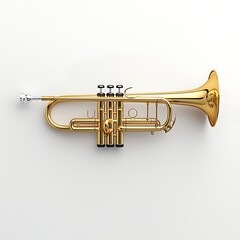 Fototapeta premium A golden trumpet, gleaming against a stark white background, ready to play its tune.