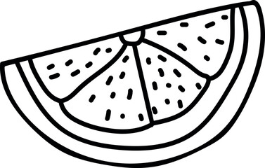 Black and White Citrus Slice Illustration with Detailed Texture
