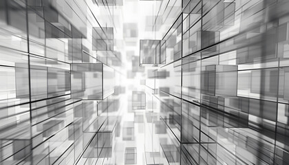 Futuristic structure with lines and cubes and geometrics shapes.3d illustration.Technology and science background