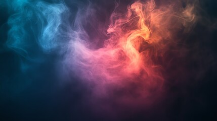 Abstract colorful smoke swirls against a black background.