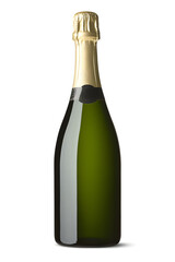 Realistic bottle of champagne mock up isolated over white background