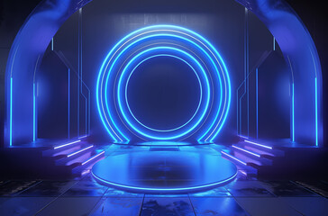 blue tunnel with light