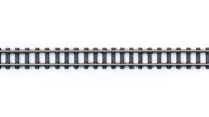 3d Railway rails top view isolated on white background	