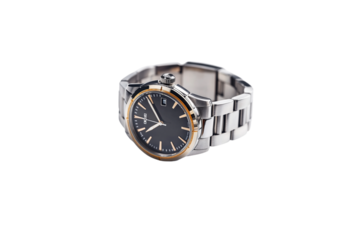 Stylish wristwatch with a metal band