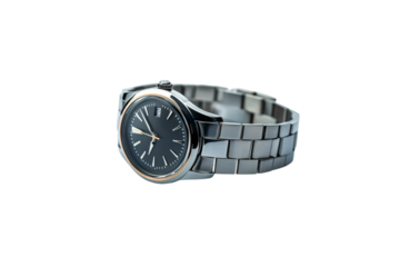 Stylish wristwatch with a metal band