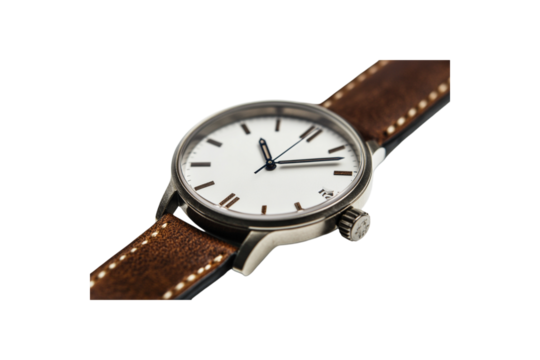 Chic watch with a leather strap