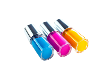 Brightly colored nail polish bottles