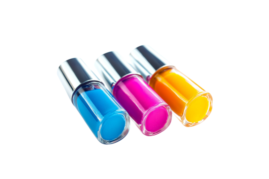 Brightly colored nail polish bottles