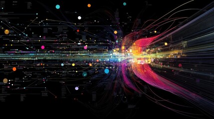 Fototapeta premium a data processing system with real-time updates, showing the rapid flow of information through complex algorithms and databases.