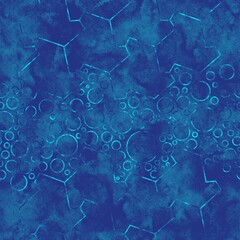 Seamless abstract geometry pattern. Simple background navy blue and blue circles and lines. Blue background. Designed for textile fabrics, wrapping paper, background, wallpaper, cover.