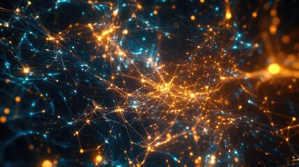 a massive big data network with glowing lines and nodes, symbolizing the flow and analysis of vast amounts of information in a digital space