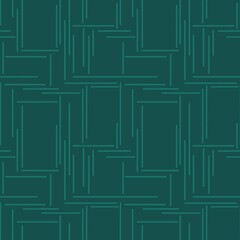 Seamless abstract geometric pattern with lines. Simple background on green, blue colors. Illustration. Design for textile fabrics, wrapping paper, background, wallpaper, cover.